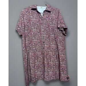 Natural Life Boho Dress Size S/M Button Down Short Floral Rust red Color